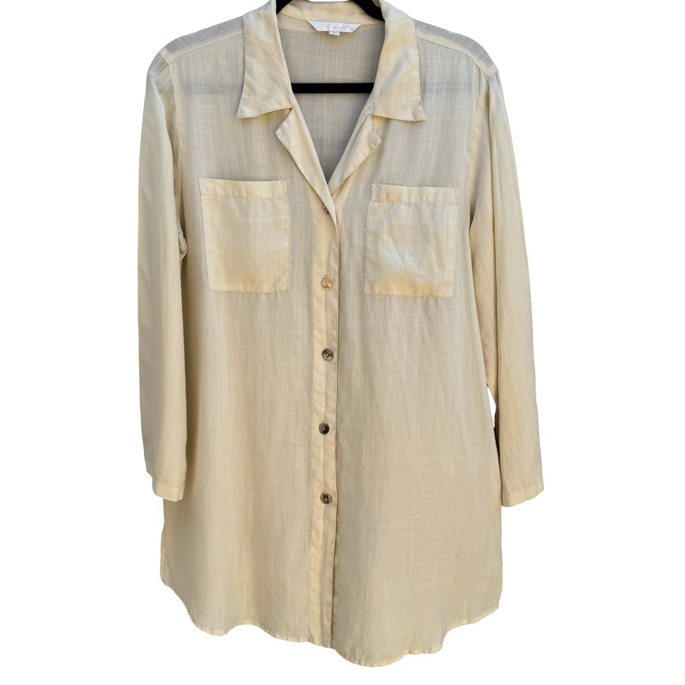 Kleen 100% Ramie Linen Coastal Shirt Butter Yellow Minimalist Lagenlook Womens S